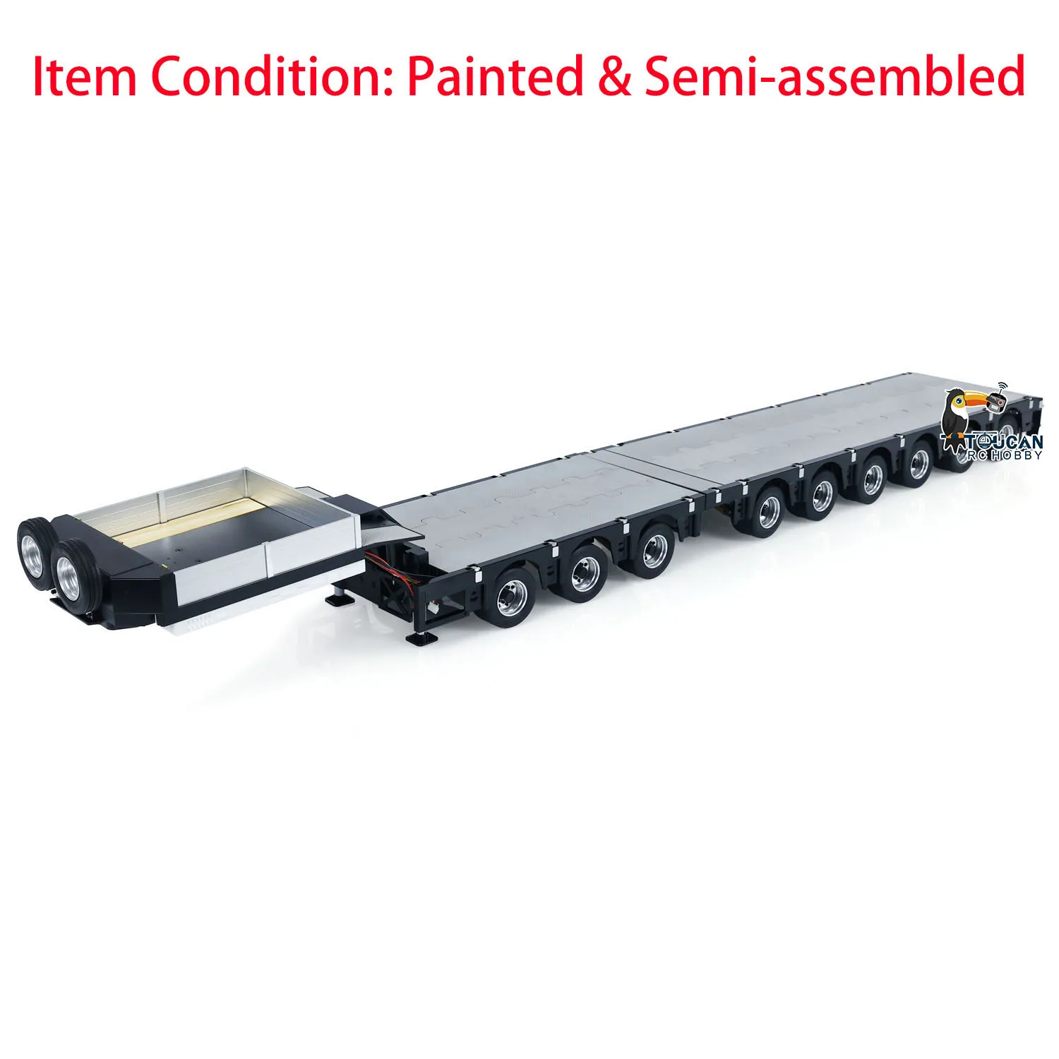 1/14 Accessories 9 Axles Metal Trailer Extendible Trailers Spare Parts for Toys RC Tractor Truck Car Vehicle Models TH23522