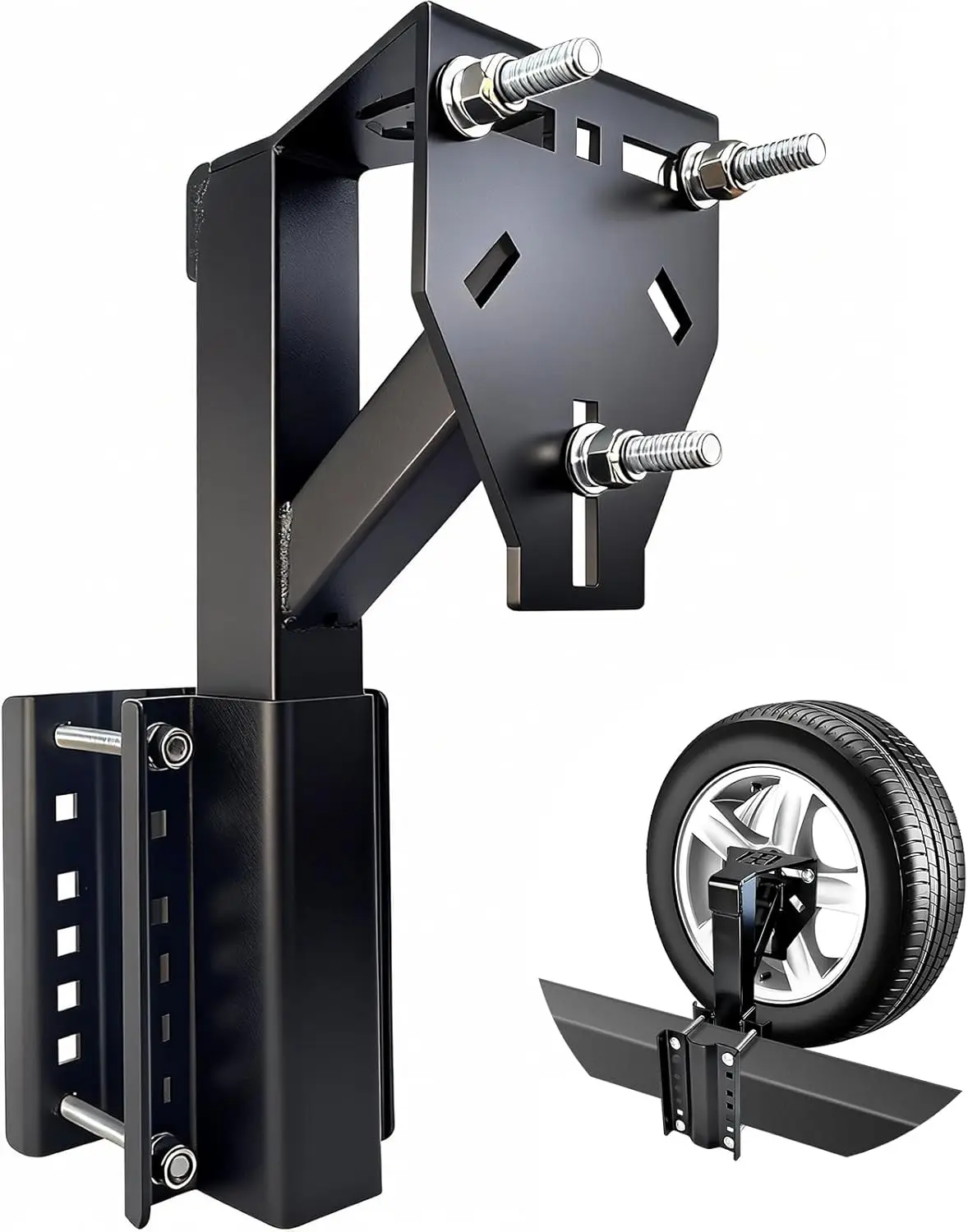 Heavy Duty Spare Tire Mount with 3-Nut Design, 300lb Capacity, Fits Multiple Lug Patterns