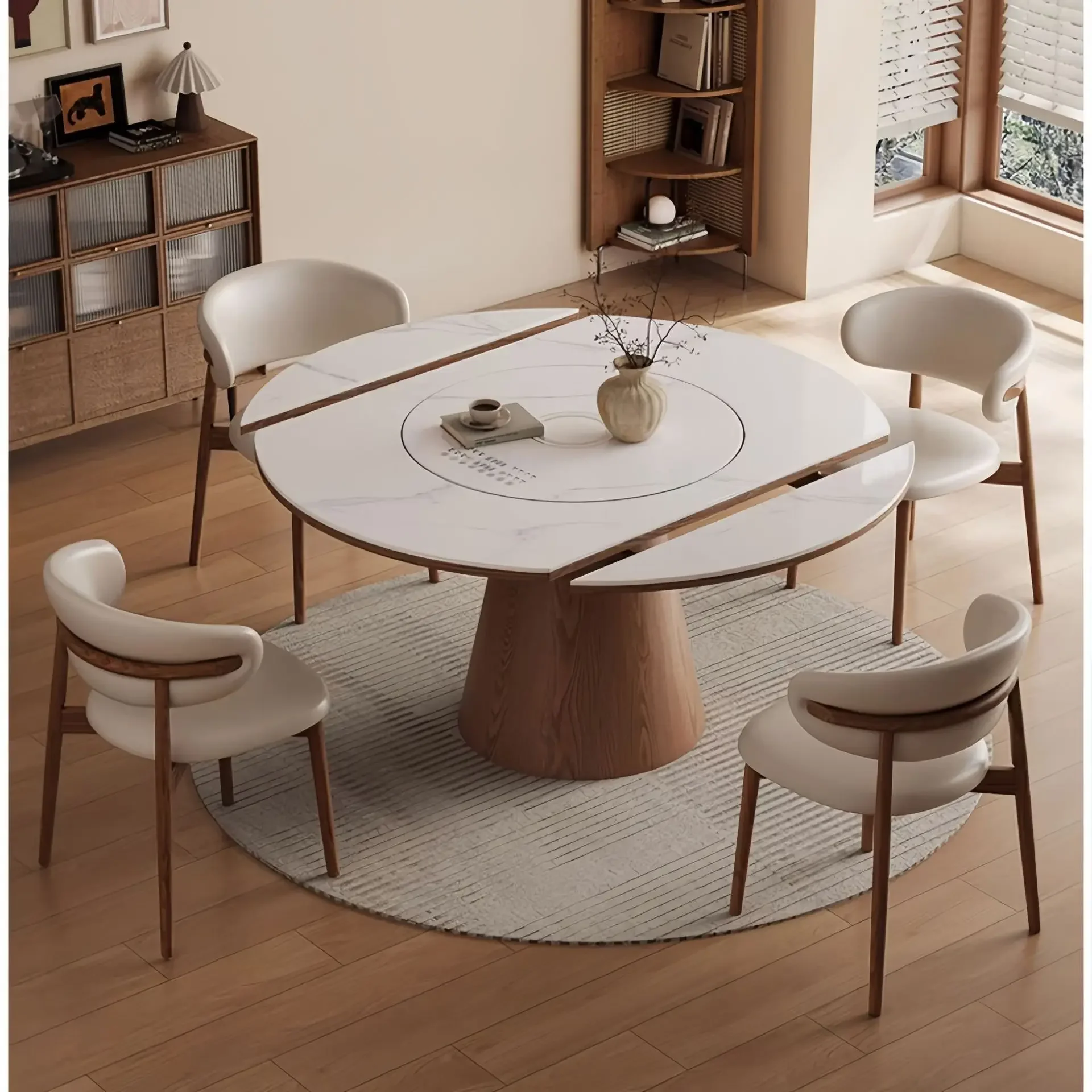 Smart, rock slab, dining table, home, retro, with induction cooker, automatic dish warming