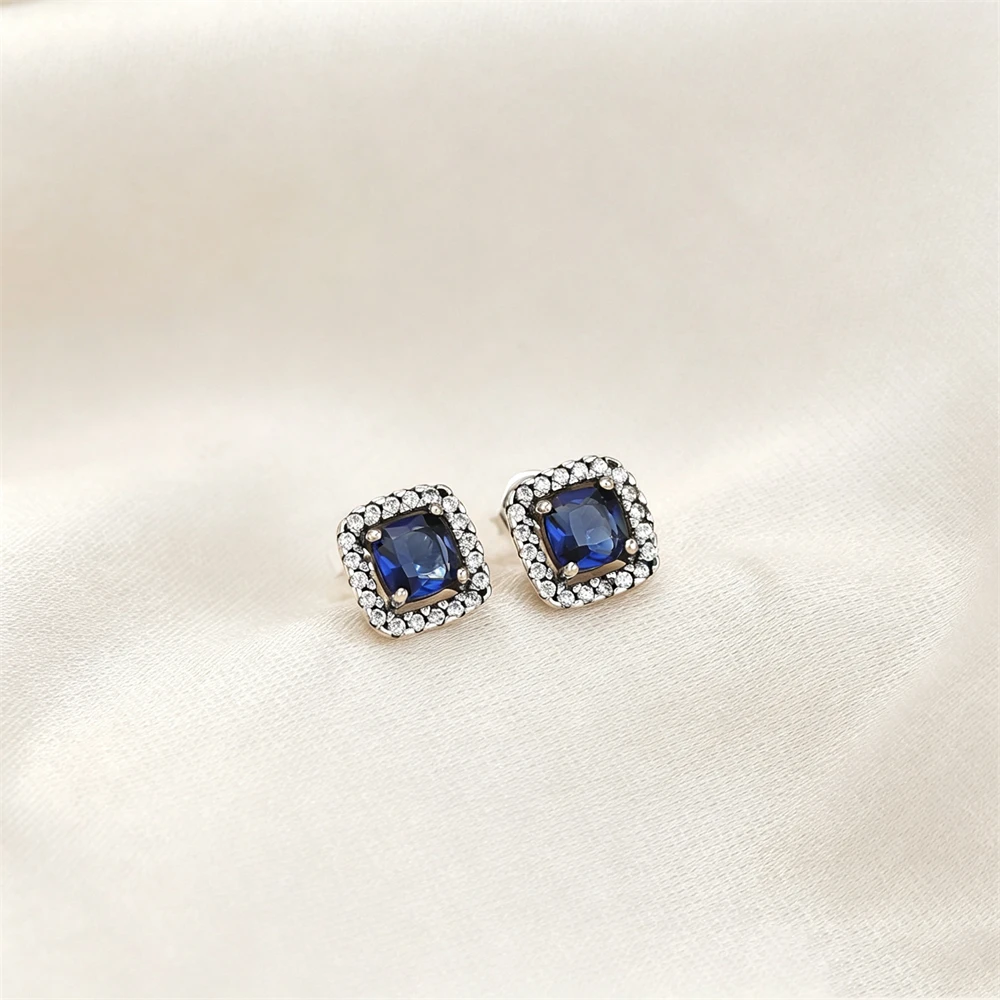 S925 Silver Blue Zircon Butterfly Daisy Heart Shaped Charm Earrings for Women's Party Daily Wearing Fashion Jewelry Making