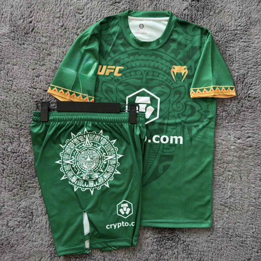 Hot UFC MMA Top Boxer Groene Korte Mouwen Shorts Set Mannen Vrouwen Ademend Snelheid Drogen Sport Training Vechten Muay Thai Set