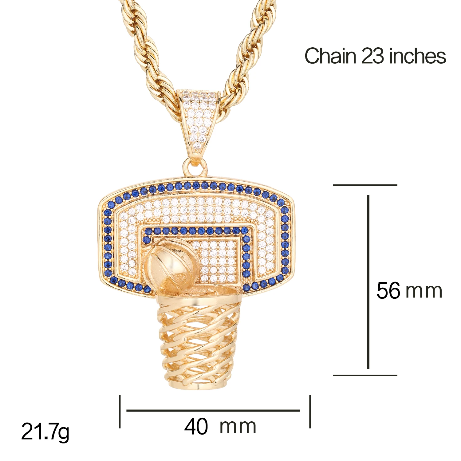 Hot Sale Zircon Copper 14K Gold Plated Jewelry Basketball Mens Pendant Hip Hop Jewelry Pendant Charm 3 buyers