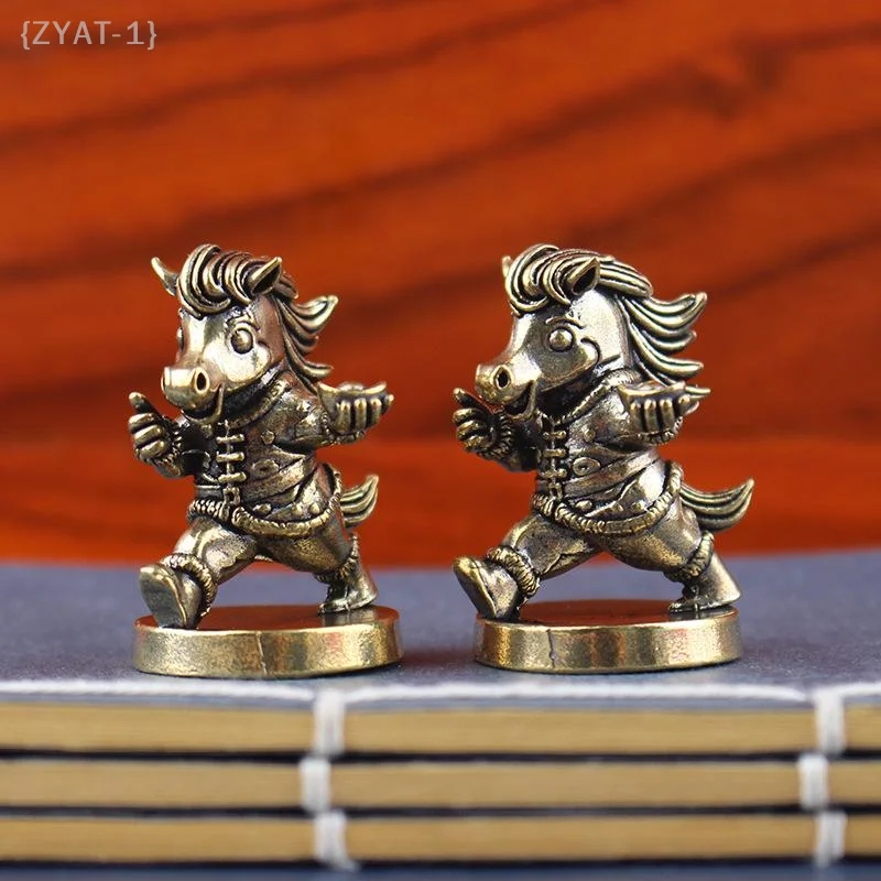 [O] ديكور مكتب حصان الحرب النحاسية العتيقة-2026 تمثال تميمة زودياك الصيني لديكور غرفة المعيشة