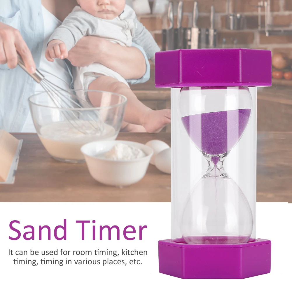 Portable Kids Hourglass Timer Purple 10 Minutes Sand Clock Glass Sand Timer Home Decor Children Gift