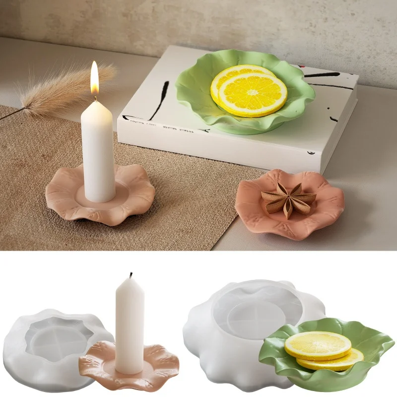 Irregular Tray Silicone Mold DIY Lotus Leaf Tea Cup Pad Jewelry Display Plate Epoxy Resin Molds Home Tabletop Fruit Dish Making