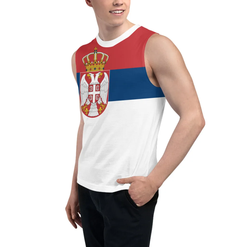 Sleeveless T-shirt Serbia Flag 3D Men's Boys Tshirt Gyms Tank Tops Fitness Joggers Basketball Training Vest