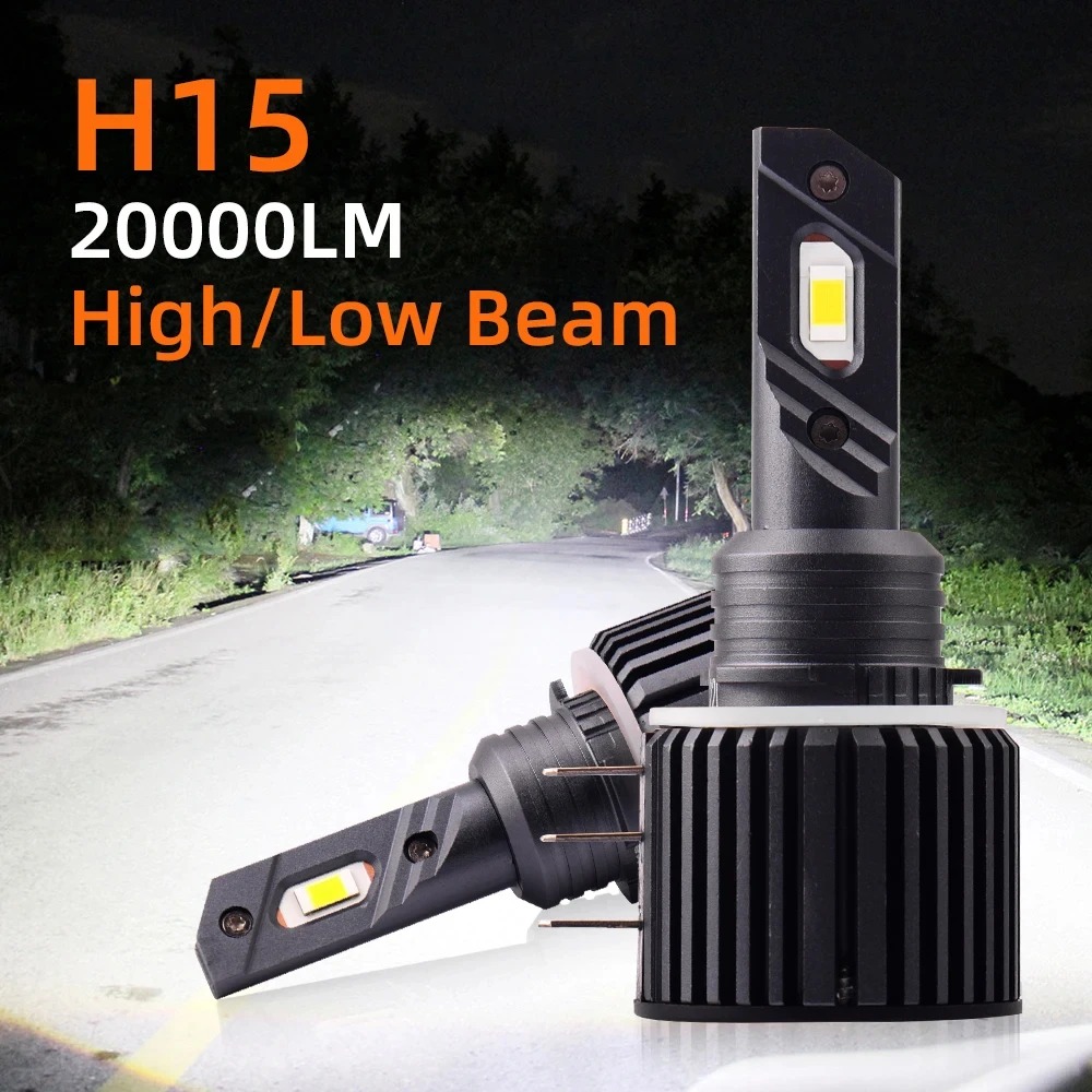 

2Pcs H15 LED Headlight Bulbs 20000LM High Low Beam Car Lights 6000K White Auto Lamps Canbus 12V 24V For Golf 6 VW Audi BMW