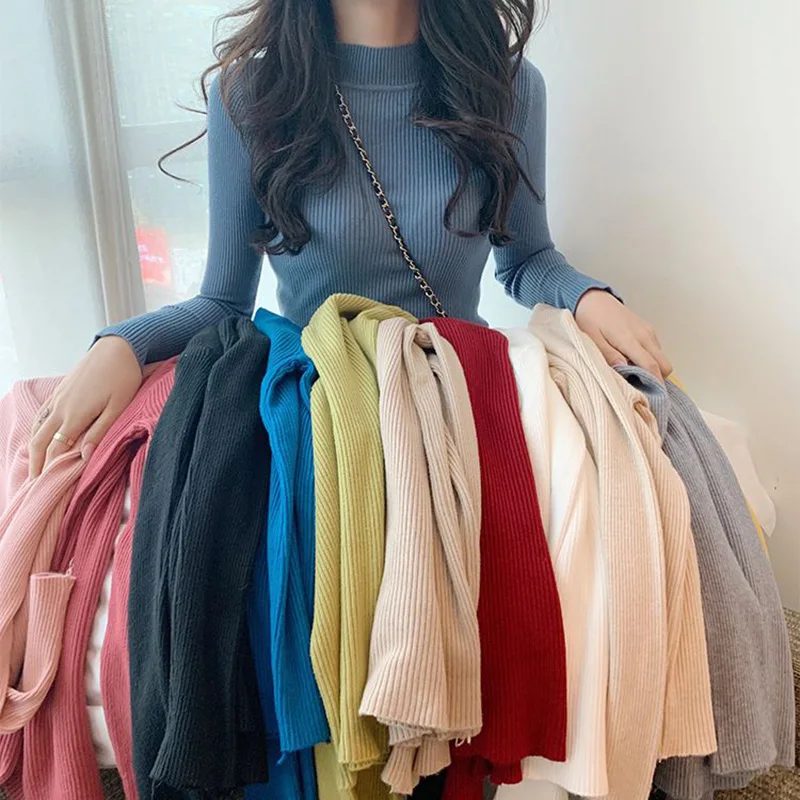 

Winter Lady Comfortable Knitted Tops Girls Daily Underwear Pullover Sweaters Women Korean Fashion Thin Sweaters Clothes