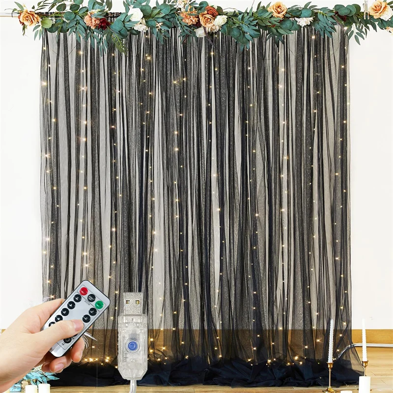 

USB Curtain LED String Light Proposal Scene 8 Modes Lighting Christmas New Year Party Lights Wedding Living Room Decoration