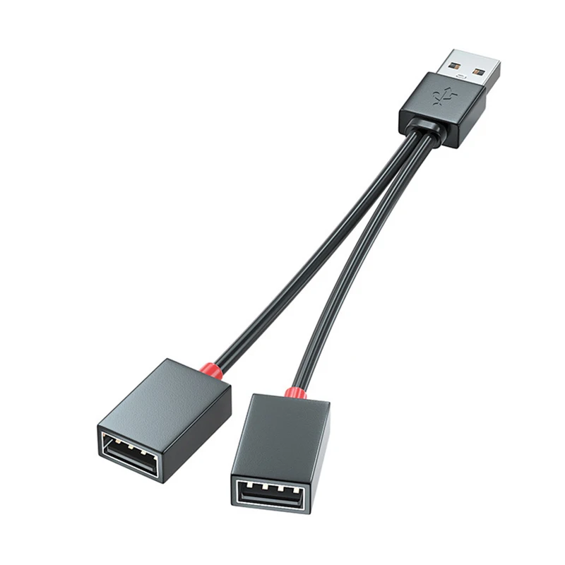  In 2 Out USB Car Splitter Cable Dual USB Female Power Adapter Cord for iPhone Android Smartphone Charging