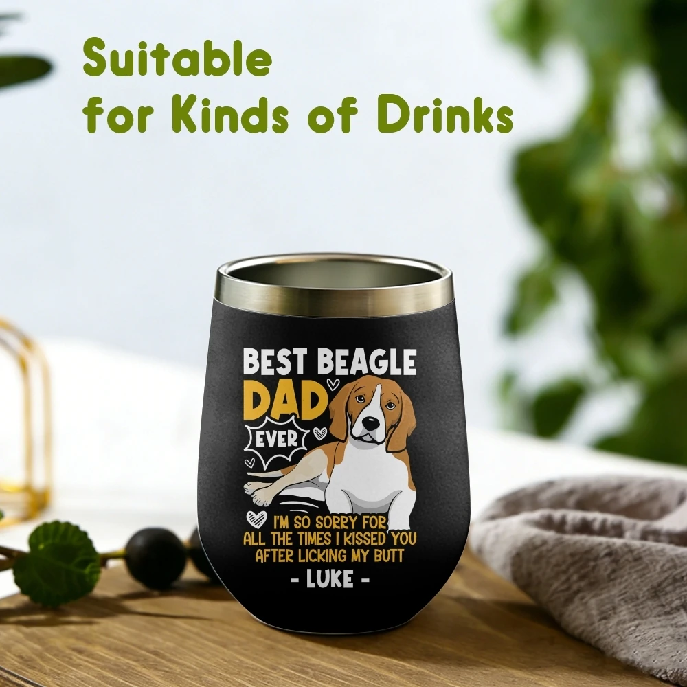Beagle Design Vacuum Flasks 12oz Insulated Wine Tumbler Vacuum Coffee Mug Egg Shape Thermos Cup