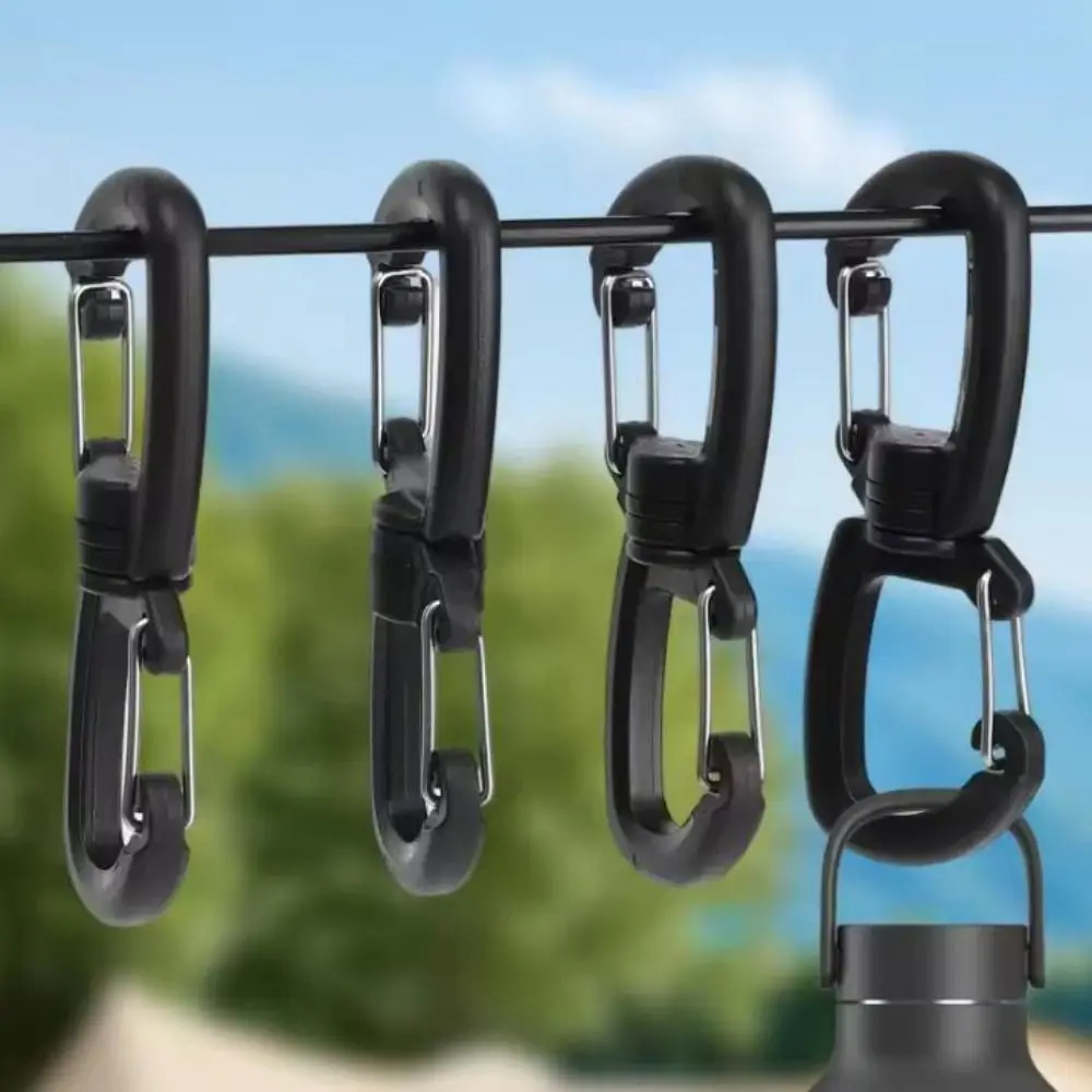 5pcs High Quality with 360 Degree Swivels Backpacks Carabiner Black POM Camping Double Hook Backpacks Buckles