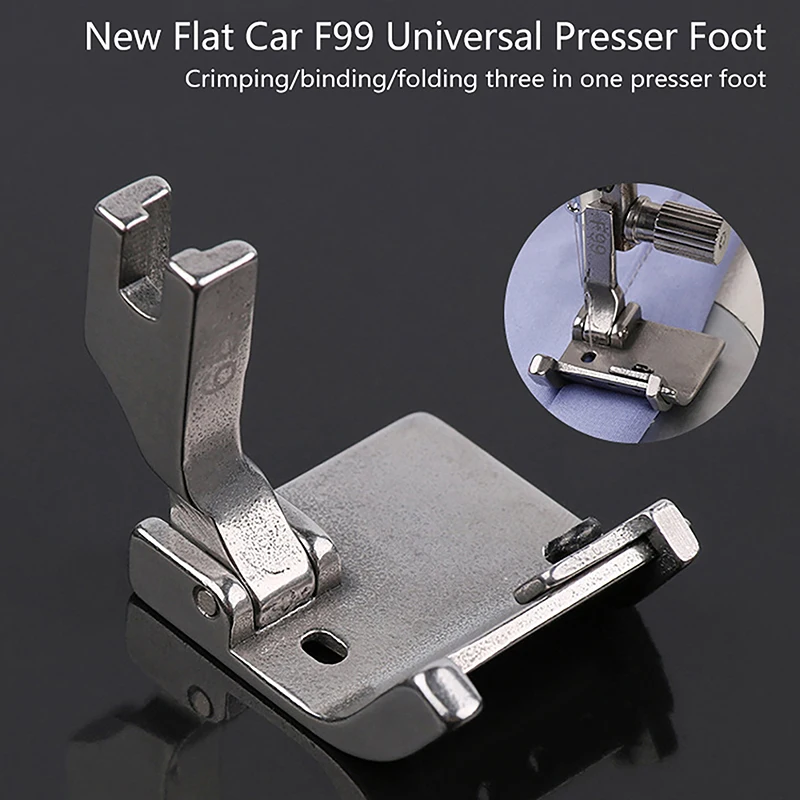 Universal Presser Pé com borda ajustável Folding Envolvimento e Curling, Flat Acessórios Máquina de Costura, F99, 1Pc