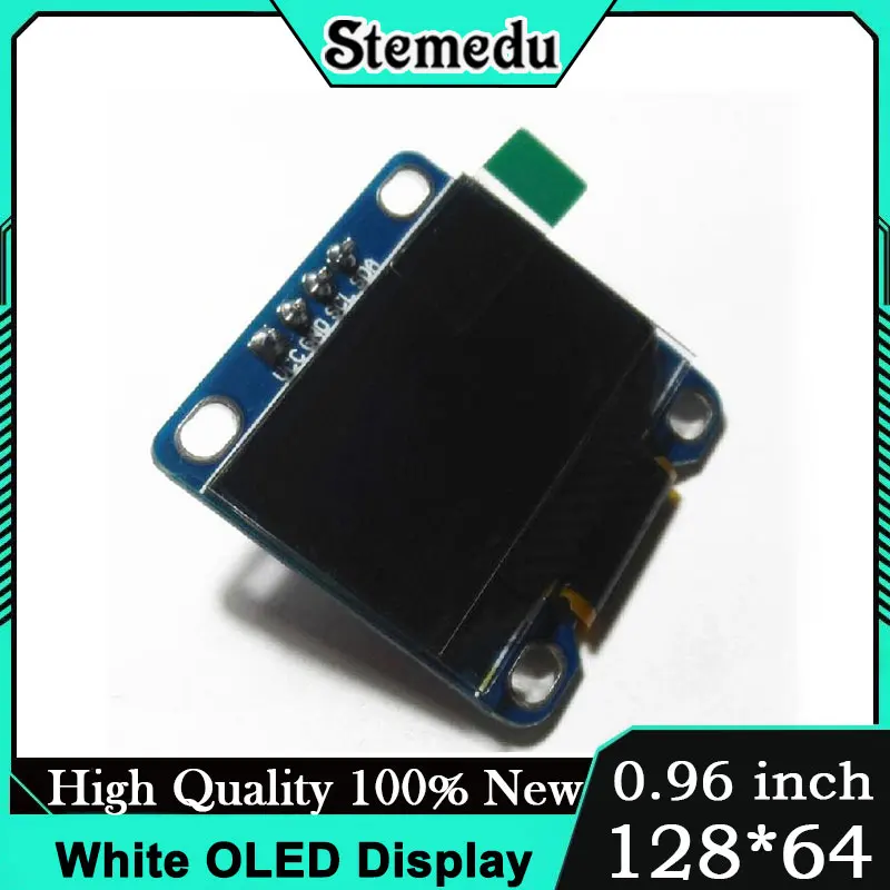 0.96 Inch White I2C OLED Display 128x64 SSD1306 for Arduino ESP32 Raspberry Pi | Ultra-Thin Low Power