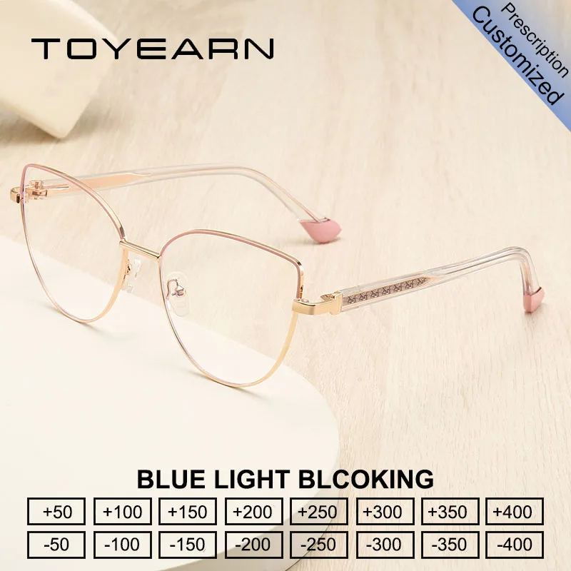 

Очки для чтения TOYEARN Ins Cat Eye для женщин, с прогрессивными линзами, на заказ, с защитой от синего света, оптическая оправа