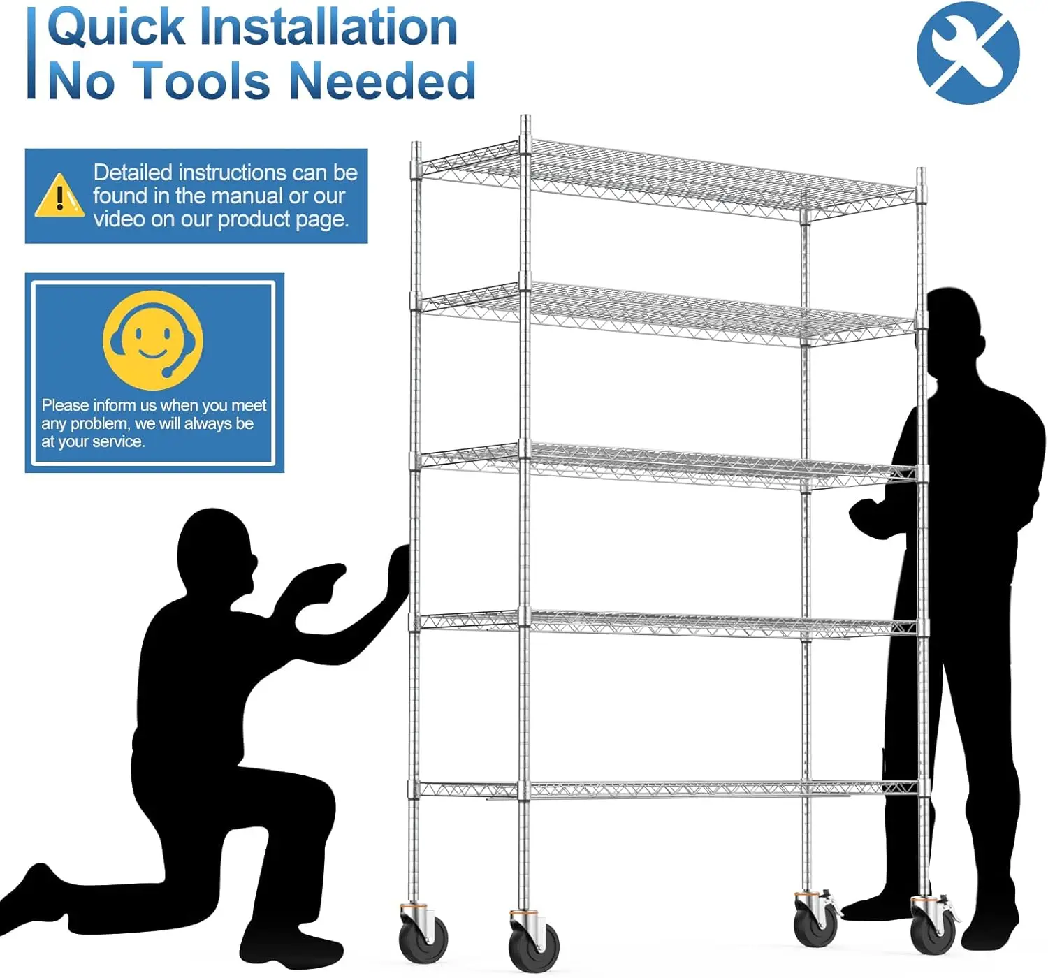 Luxspire Wire Shelving with Wheels,3000LB Heavy Duty Commercial-Grade Adjustable Storage Shelves, NSF-Certified Metal Shelving U