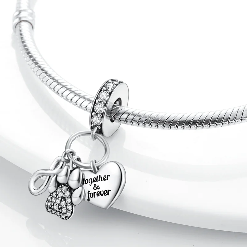Charms Silver 925 Eternal Symbol Cute Claw Heart Pendants Fit Charms Plata 925 Original Bracelet Beads Women Jewellery Making