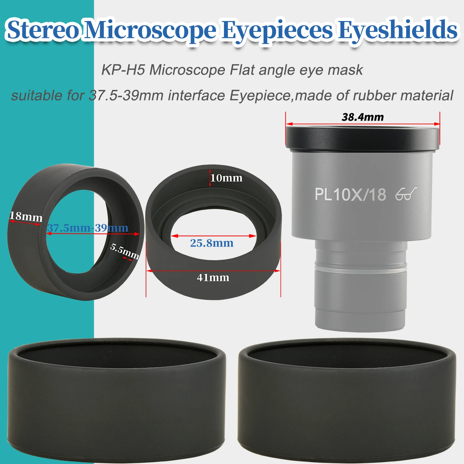KOPPACE 1 Pair Microscope Flat angle eye mask,Suitable for 37.5-39mm Stereo Microscope Eyepieces Eyeshields