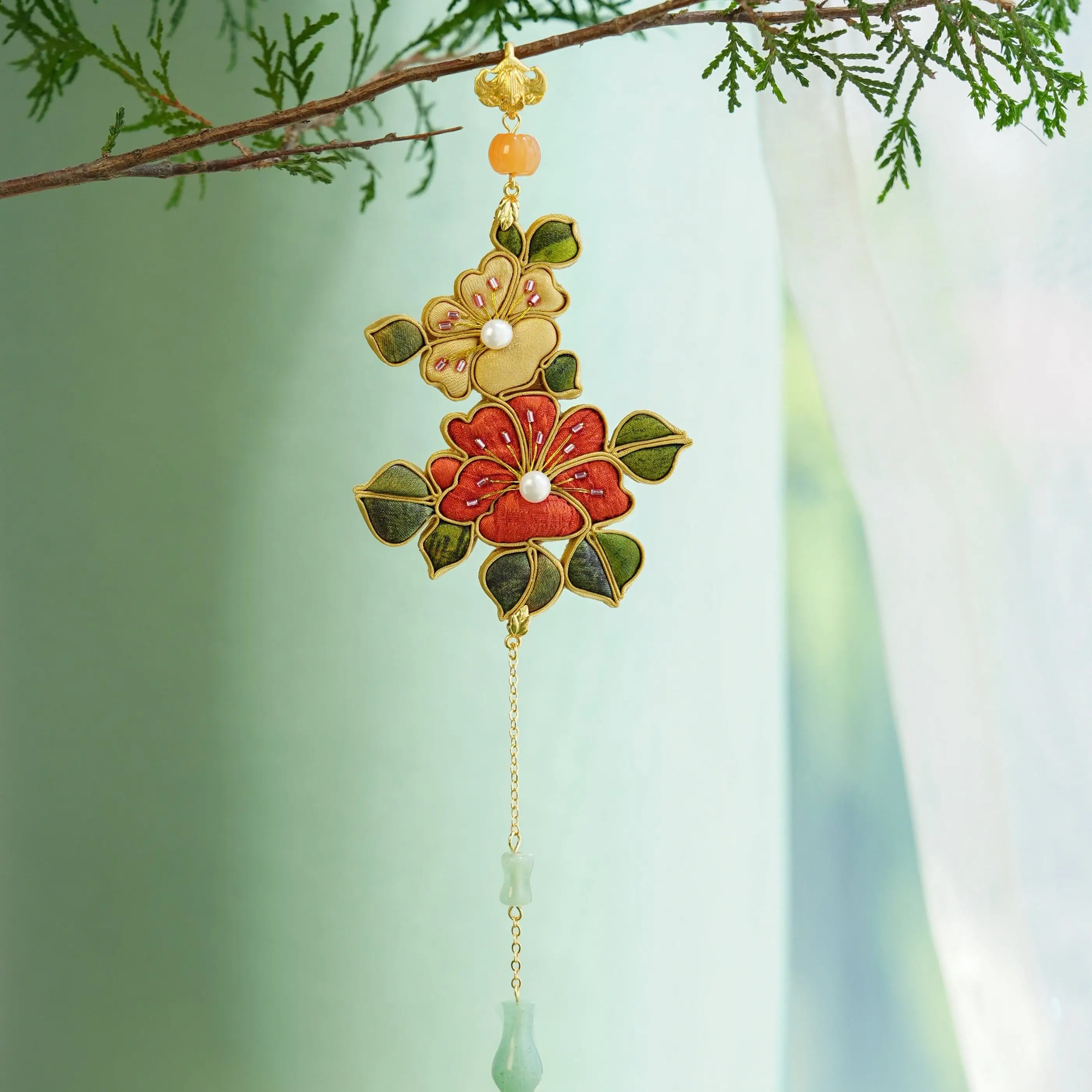 Handmade Real Silk Waist Pendant, Tongchun Intangible Cultural Heritage Frog Button, New Chinese Style Qipao Hanging