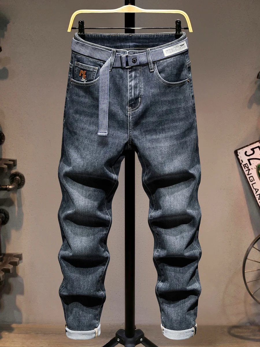 

Молодежные модные джинсы из денима для мужчин: повседневные эластичные облегающие брюки-скинни, универсальные длинные дышащие хлопковые штаны