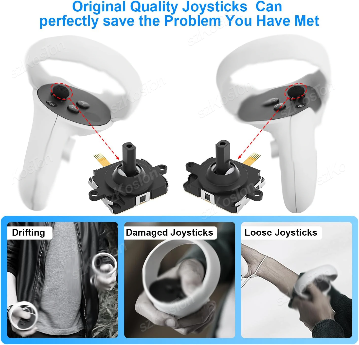 Kit de substituição de joystick vr para oculus quest 2, controlador, ferramenta de alavanca para meta quest 2, acessórios de alça