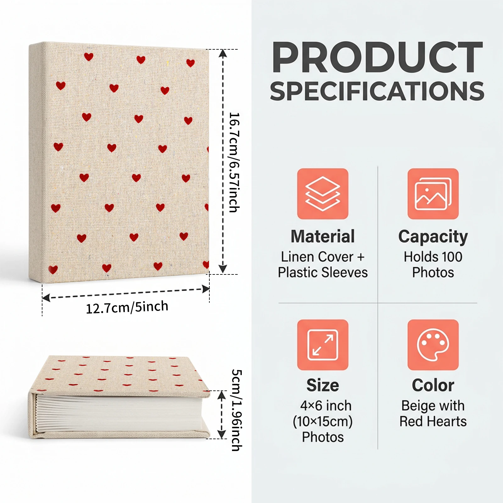 Multifunctional 100 Pockets Photo Album Linen Cover Mini Photo Album Picture Case DIY Book for 10 By 15 cm Photo Home Storage