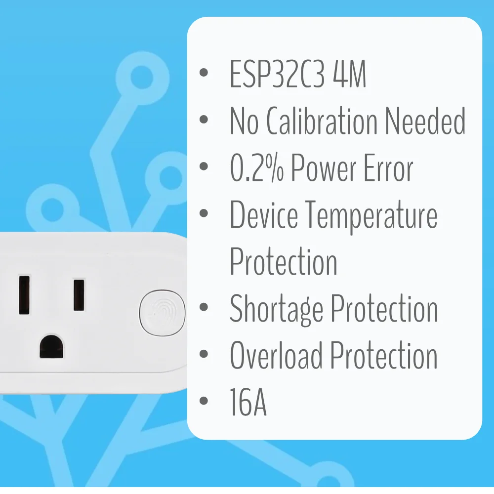 IoTorero Tasmota Matter MQTT ESP32C3 US Plug Consumption Monitoring 16A Works With Home Assistant