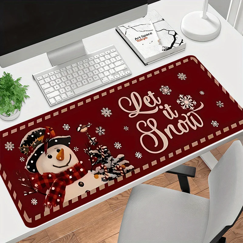 

Snowman Snowflake mouse pad with Christmas design, anti-slip rubber, washable, high quality, suitable for families and gamers