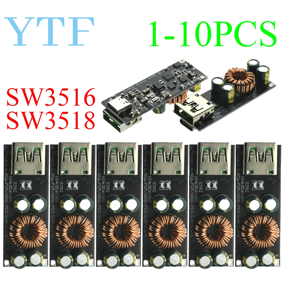 

1-10 шт. QC4.0 QC3.0 USB Type-C адаптер для быстрой зарядки мобильного телефона 6-35 В понижающий модуль повышения мощности для Huawei SCP/FCP Apple