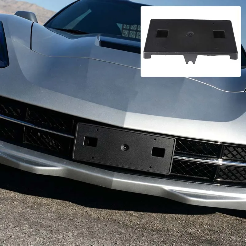 1Pcs ABS Black For Chevrolet Corvette C7 2014-2019 Car Front License Plate Holder Car Exterior Modification Accessories