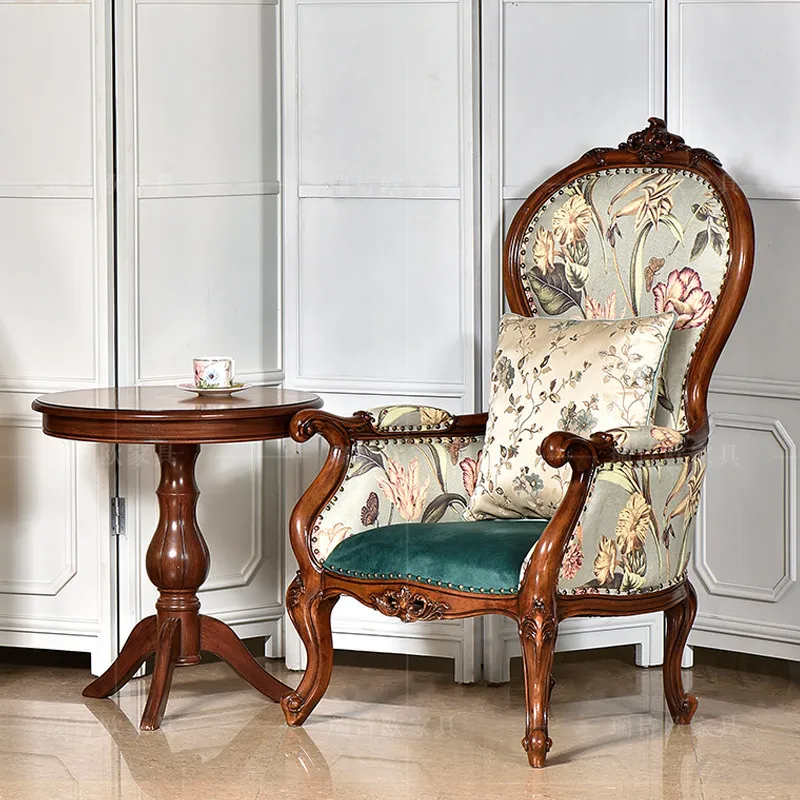 

Кресло-софа из массива дерева с ретро-дизайном, с цветочным узором и рисунком тигра, для отеля, балкона, в стиле кэжуал