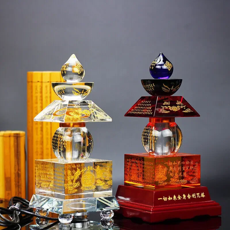 Templo de cristal Artificial, budismo, Dagoba, Stupa, torre de reliquias budistas, artesanías, figuritas, decoración curativa de meditación, 1 ud.