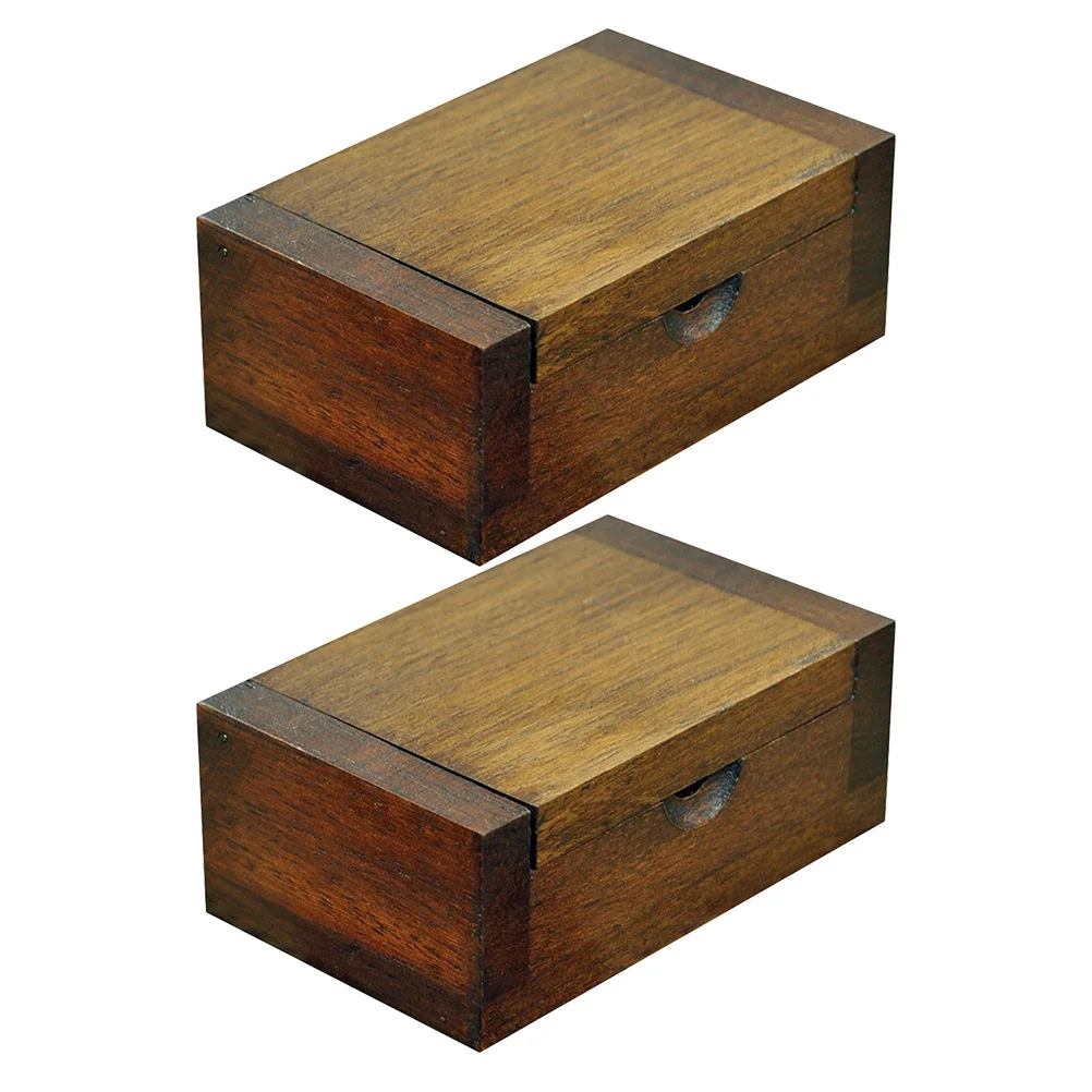 

2Pcs Wood Toothpick Case Portable Travel Holder Natural Teak Mini Organizer for on-The-Go Hygiene Essential Pocket-Friendly