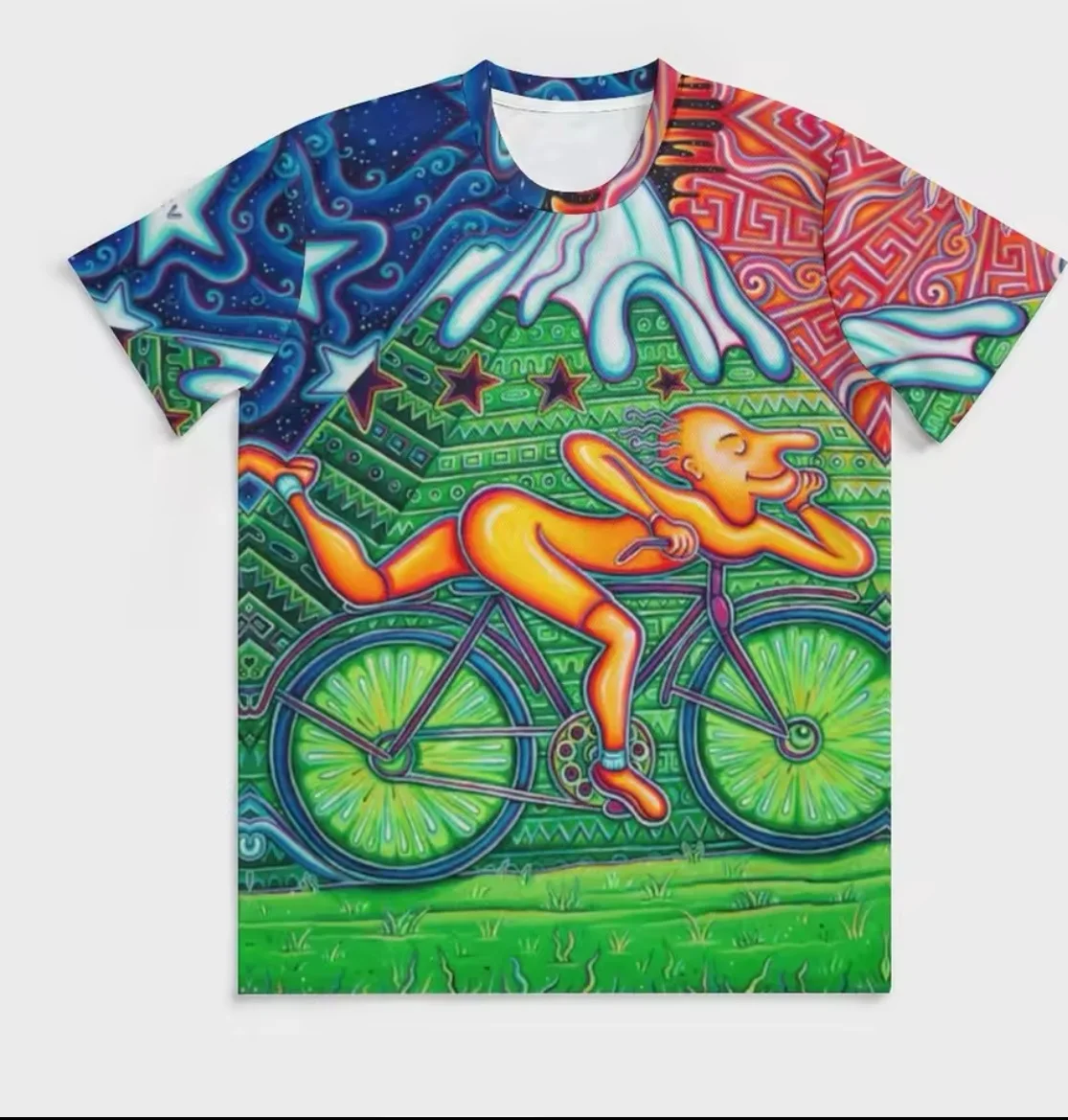 New Loose Breathable Albert Hoffman Bike Day T-Shirt 1943 Cycle Lsd Trip Acid Day O-Neck Fashion T-Shirt Summer Man Plus Size