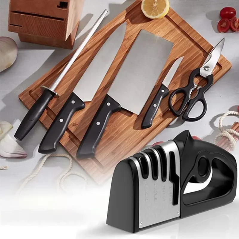 Four in One Quick Sharpener Handheld Multifunctional Knife Sharpening Tool Stainless Steel Blade Kitchenware