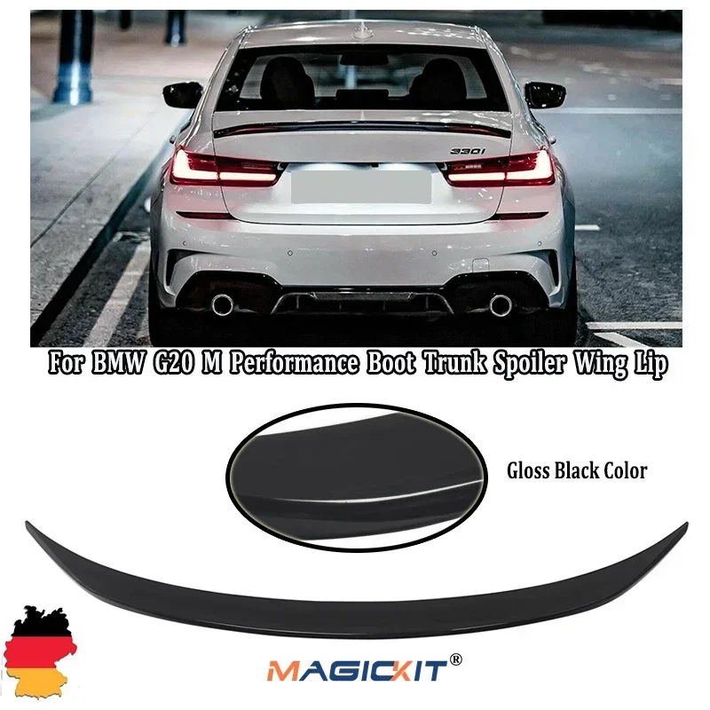 MagicKit For BMW G20 G28 2019-2020 Rear Trunk Spoiler Tail Boot Wing Bodykit Gloss Black