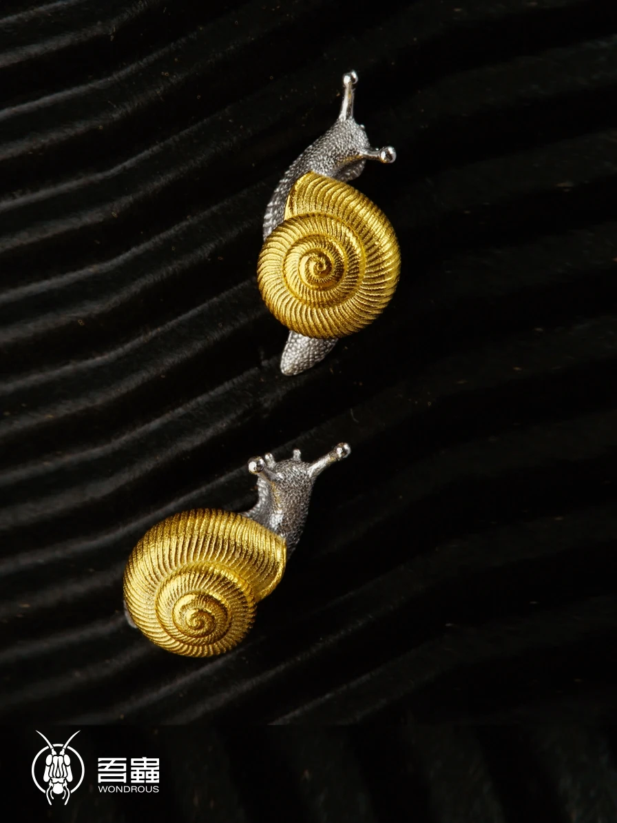 

Silver Plated Golden Snail Ear Cuff Fashionable Animal Couple Jewelry Gift Original Style Pair Matching Earrings for Men And ...