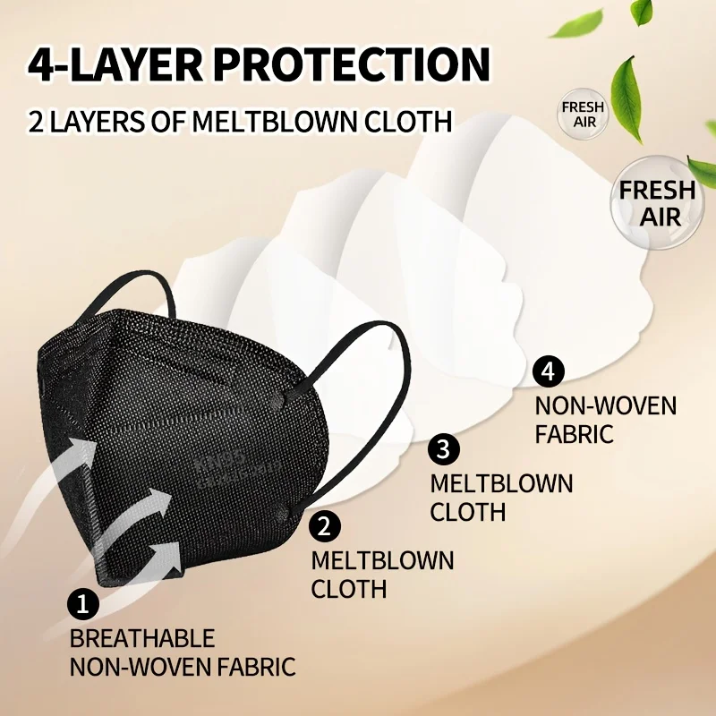 HENGPIN 50pcs4 capa filtro hombres mujeres máscara para deportes al aire libre, envoltura independiente fácil de llevar máscara blanca plegable