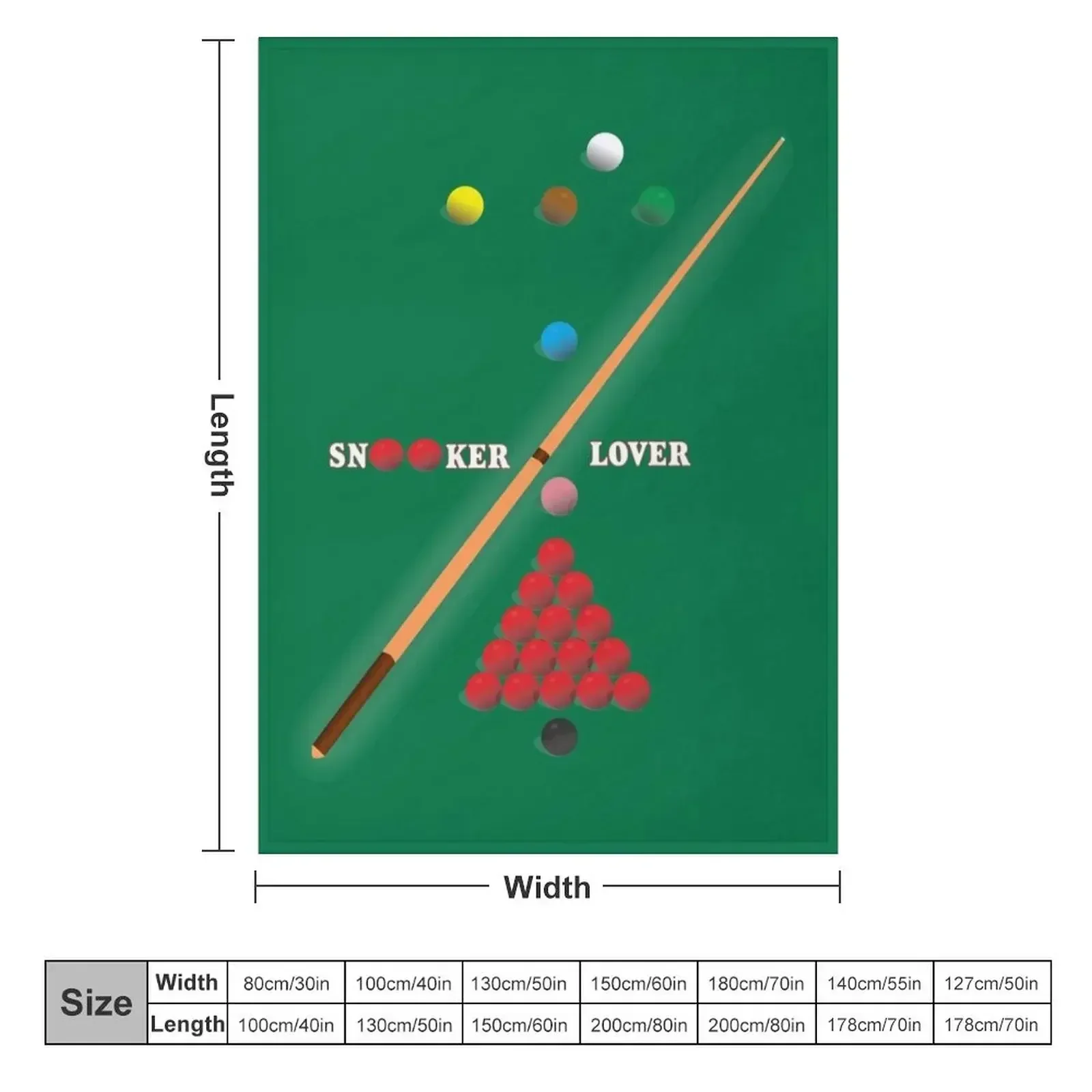 Snooker Lover design showing the balls on a snooker table. Throw Blanket Shaggy anime Blankets