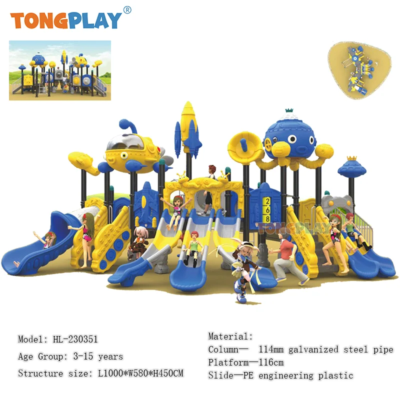 Kindergarten Space Series Plastic Outdoor Playground Structure Amusement Equipment Children Slide