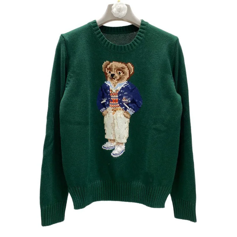 

Cute Teddy Bear & Letter Sweater, Oversized Soft Knit Top for Women, Cozy Casual Winter Pullover
