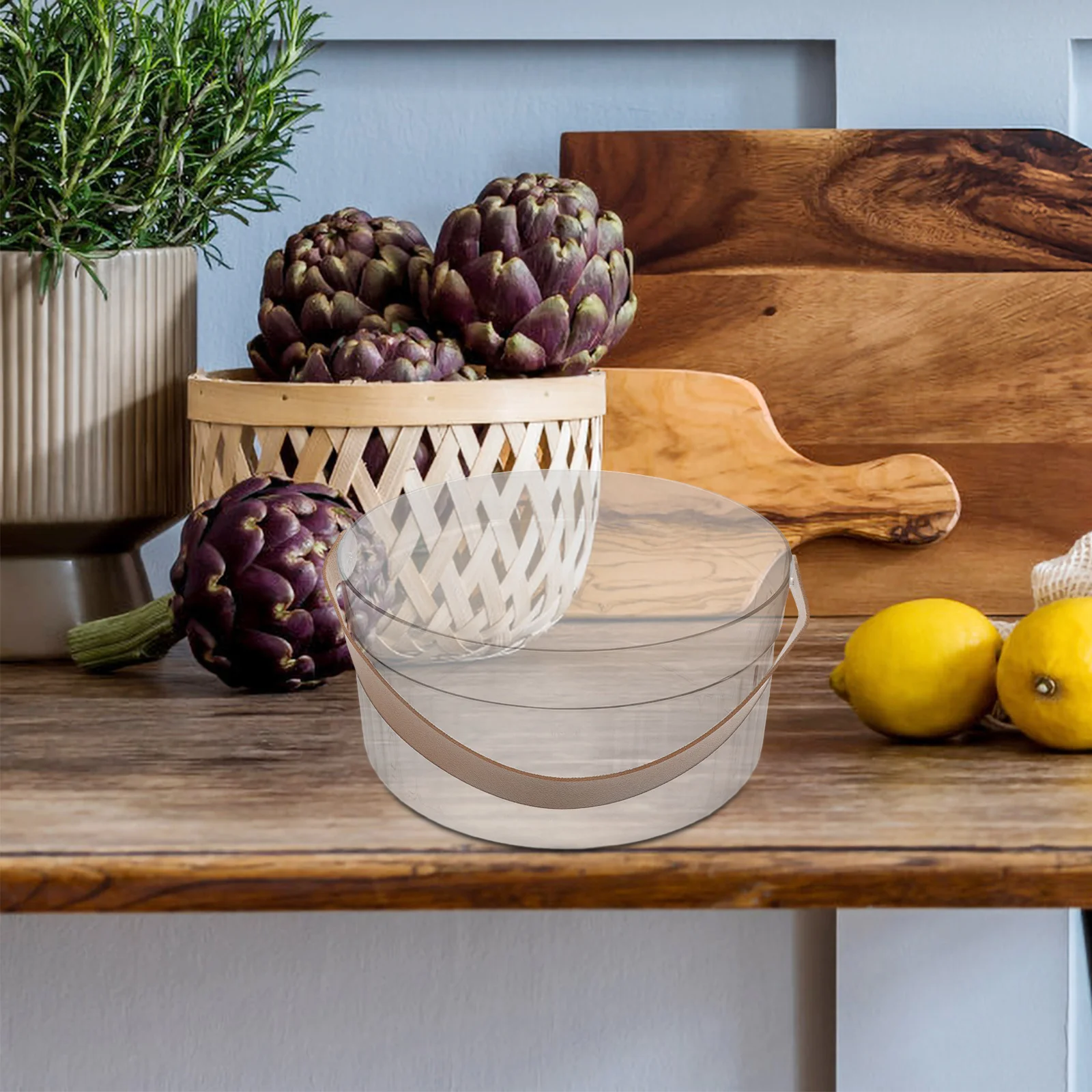 

Clear Large Acrylic Drink Bottle Bucket Ice Container Tub with Handles for Parties Wine Beer Beverage Storage Basket