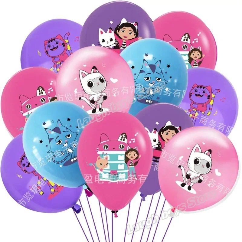 Ensemble de ballons de maison de courses de Gabby pour filles, ballon d'impression d'anime de dessin animé, ornements d'accessoires photo, fête préChristophe, cadeau de décoration d'anniversaire