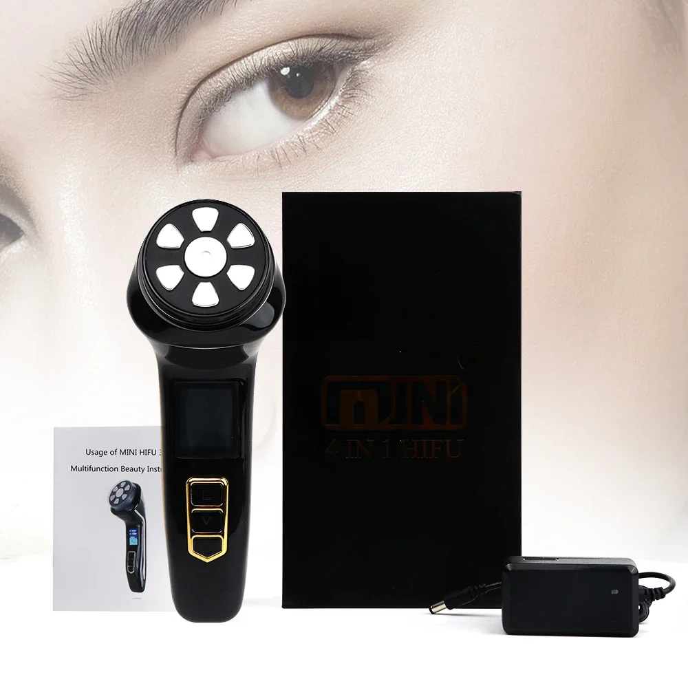 Newest 4 IN 1 Mini HIFU Machine 3nd Generation EMS Pulse Warm Up Facial Massager for Faces and Body Ultrasound Beauty Device