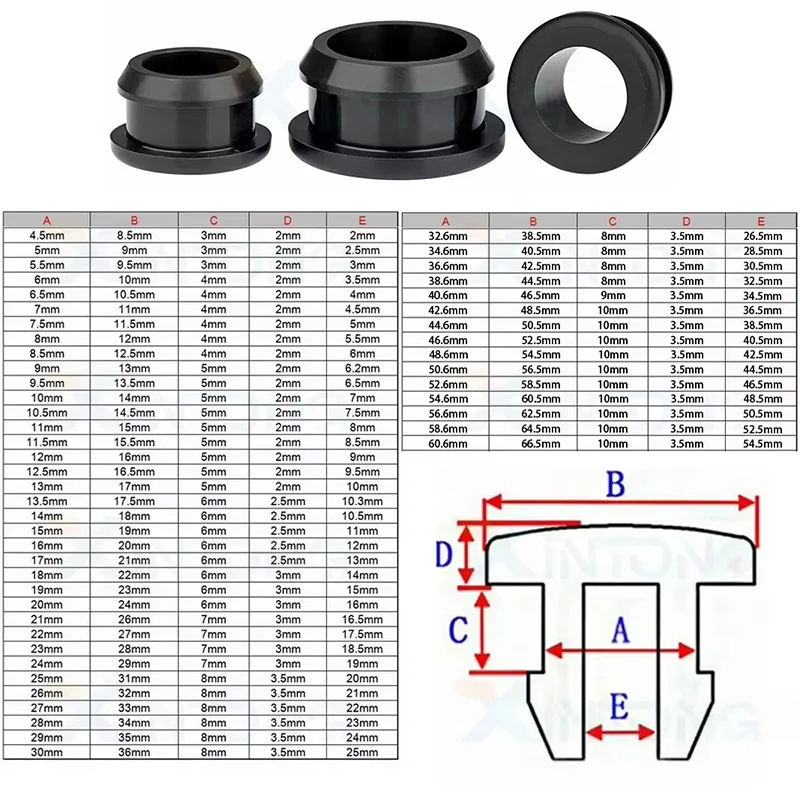 2/5/10/20/25pcs Snap-on Black White Silicone Rubber Snap-on Grommet Hole Plugs 4.5~60.6mm Electric Wire Cable Protect Bushing