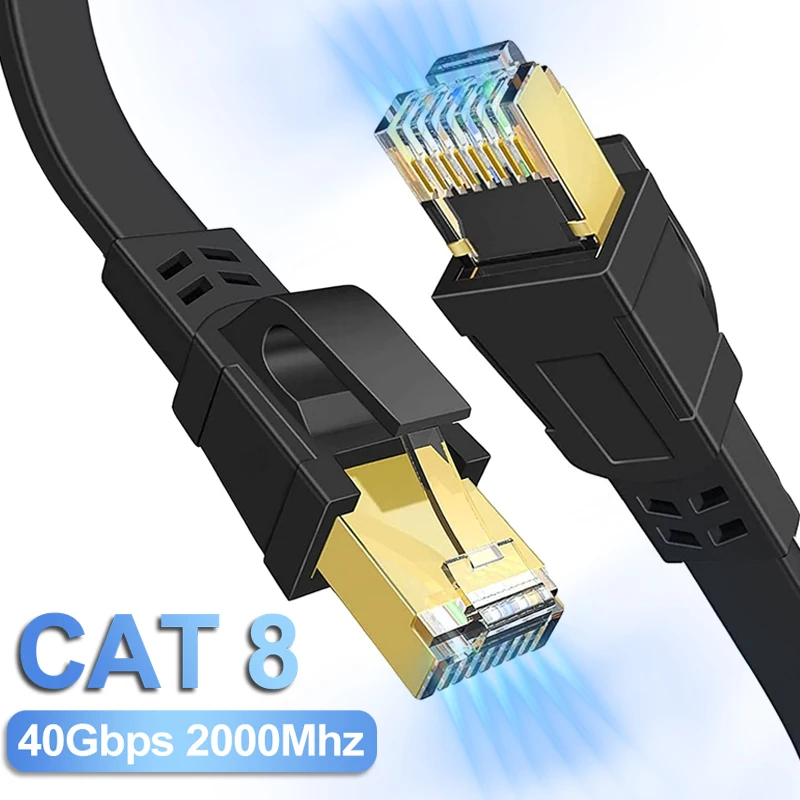 Cat 8 Ethernet Cable 40Gbps 2000MHz SFTP Patch Cord Heavy Duty High Speed Network Wire Weatherproof RJ45 Cable for Router Modem