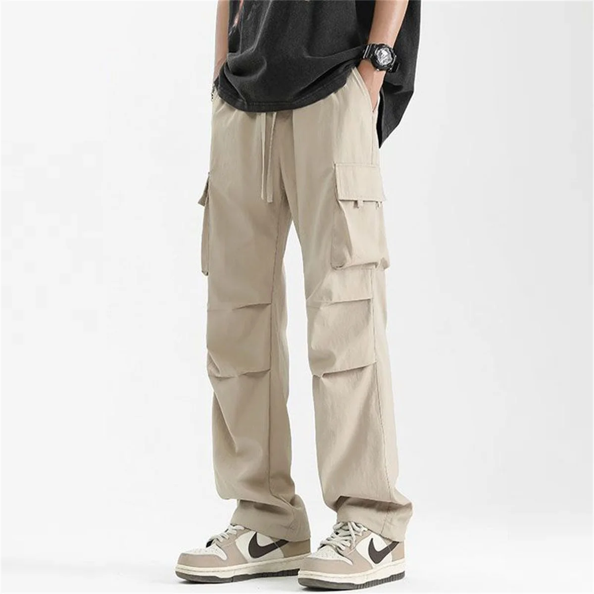 

2025 New Summer Plus Size Thin Work Pants Solid Color Men's Fashion Loose and Versatile Straight Leg Casual Sweat Pants