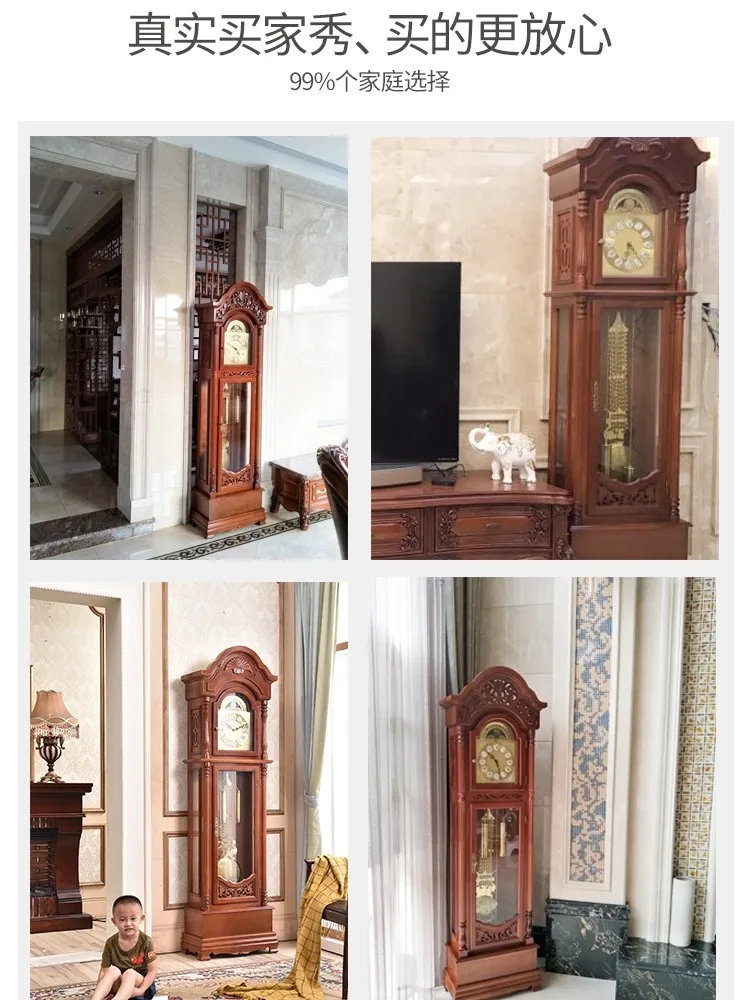 

Напольные часы из массива дерева, для гостиной, механические, в китайском ретро-стиле, с маятником, классические.