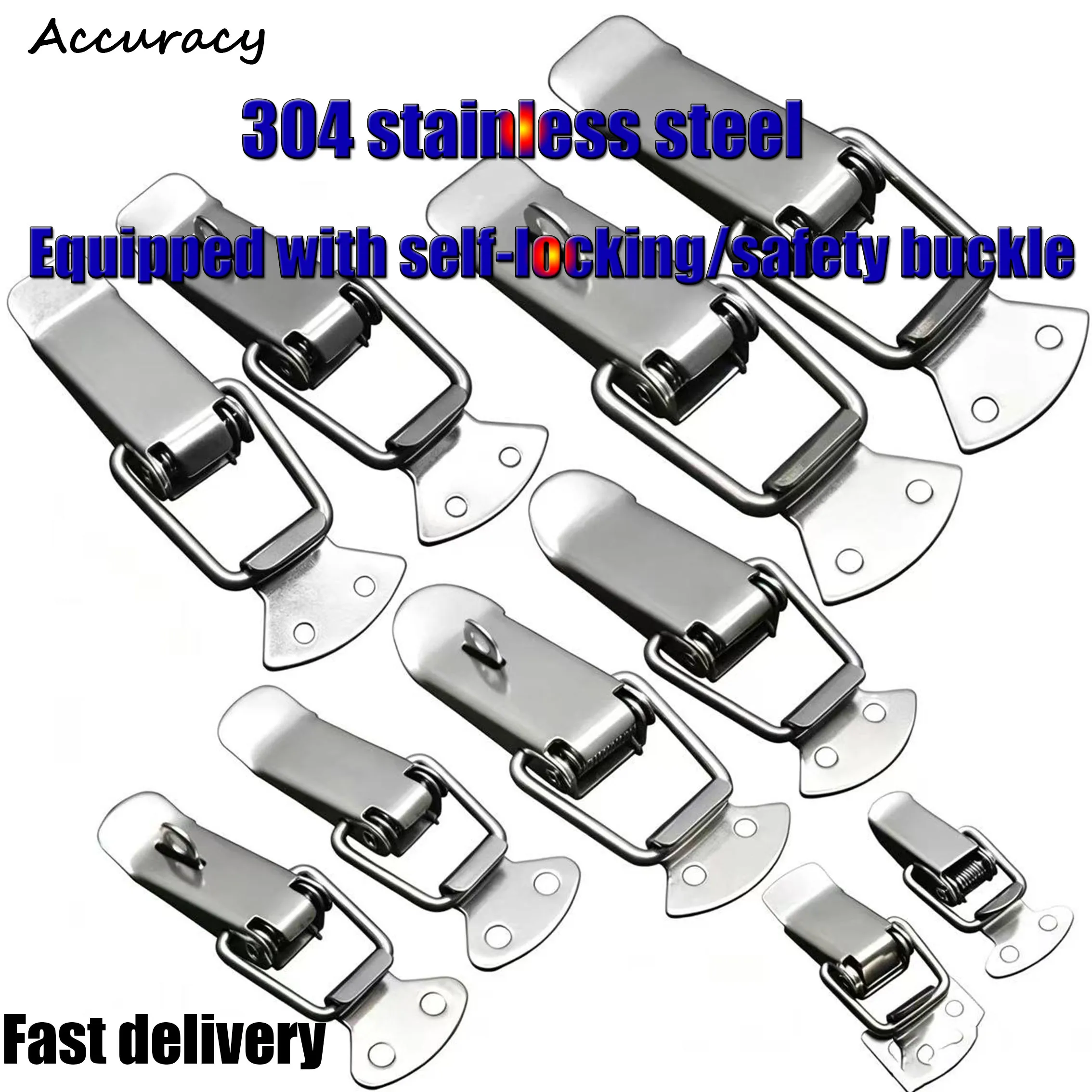 304 Stainless steel lock buckle fastener, beehive wooden box spring pull buckle box toolbox duckbill buckle quick buckle