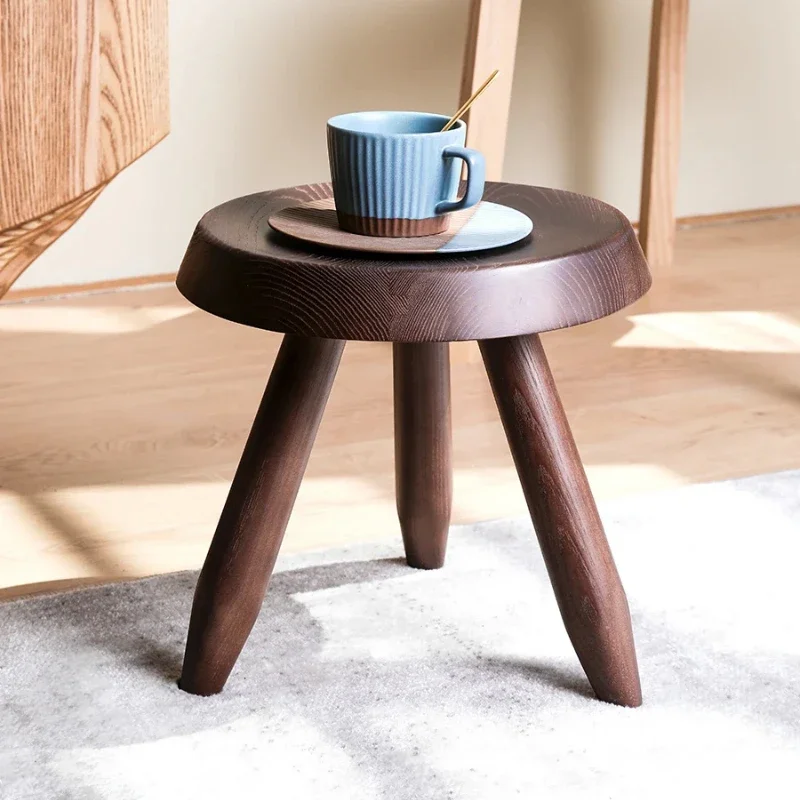 

Nordic Solid Wood Round Stool Shoe Changing Stool for Porch Mobile Office Footrest Simple Modern Chair for Living Room